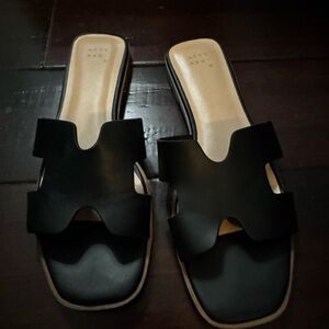 a new day Black Slide Sandals. Size 8.